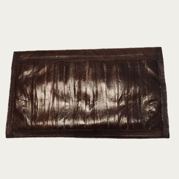 Vintage Espresso Brown Eelskin Clutch - Picture 4 of 16